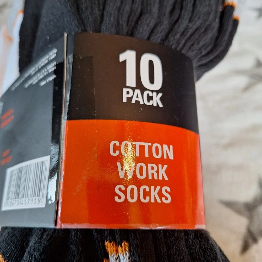 Hawke & Co 10 Pair Extended Sz Men's 13-15 Cotton Blend Work Socks Arch Support